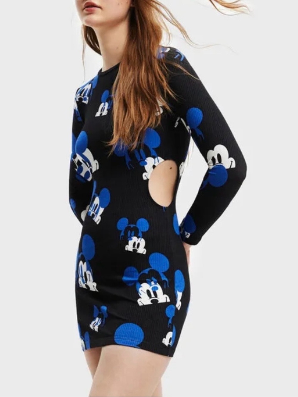 NEW Desigual x Disney Mickey Mouse Cutout Bodycon Stretchable Dress Mini Sz.L